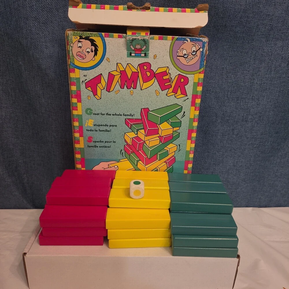 Vintage Discovery Toys Timber Wooden Block Stacking Game